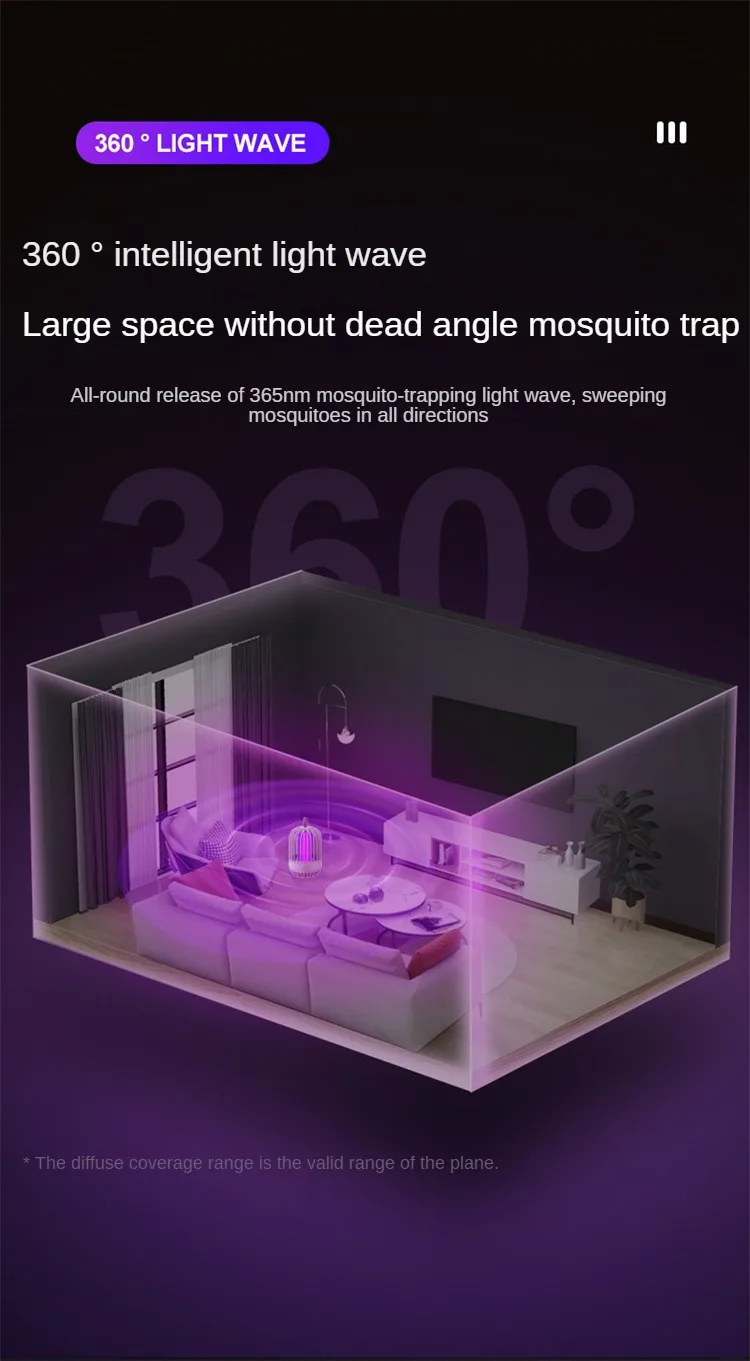 Lampe anti-moustique USB rechargeable à 360 degrés pivotant anti