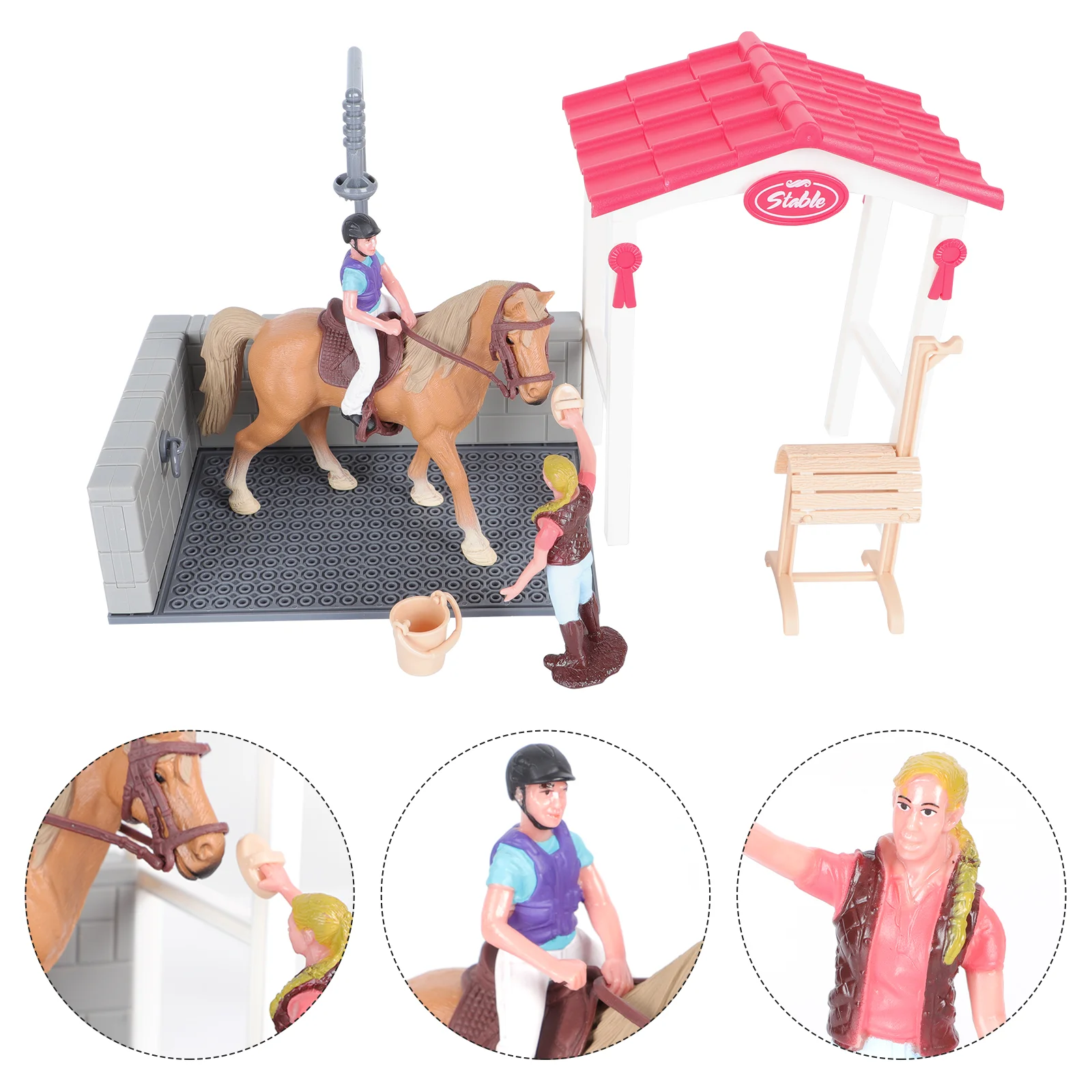 

Horse Stable Playset Toys Miniature Figurines Accessories Party Favors Kids Educational Toys for and Boys