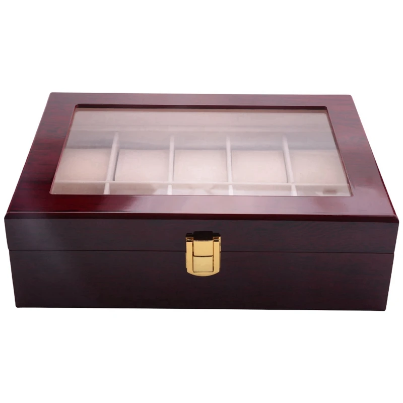

Luxury Wooden Watch Box Watch Holder Box For Watches Men Glass Top Jewelry Organizer Box 10 Grids Watch Organizer