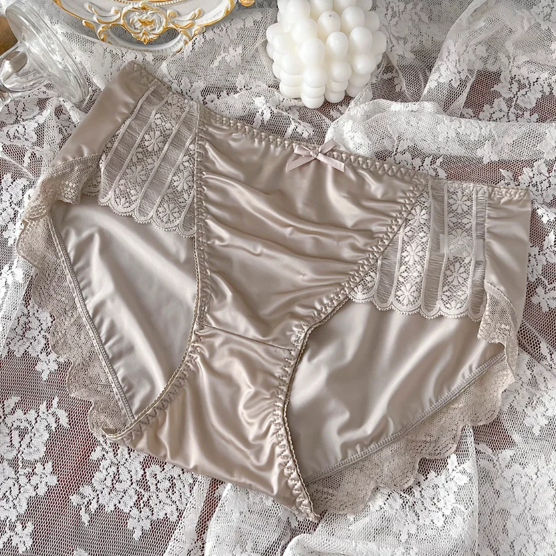 

2023 New Underwear for Women Satin Traceless Ice Silk Panties for Lady Breathable Sexy Panties Large Mid Waist M-XXL