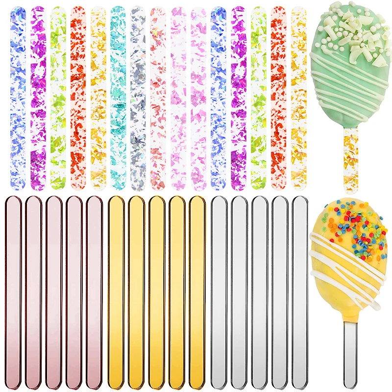 10pcs Ice Cream Sticks Reusable Acrylic Sequin Candy Lollipop Rod Popsicle Sticks For Hawaii Wedding Birthday Party Supply Craft