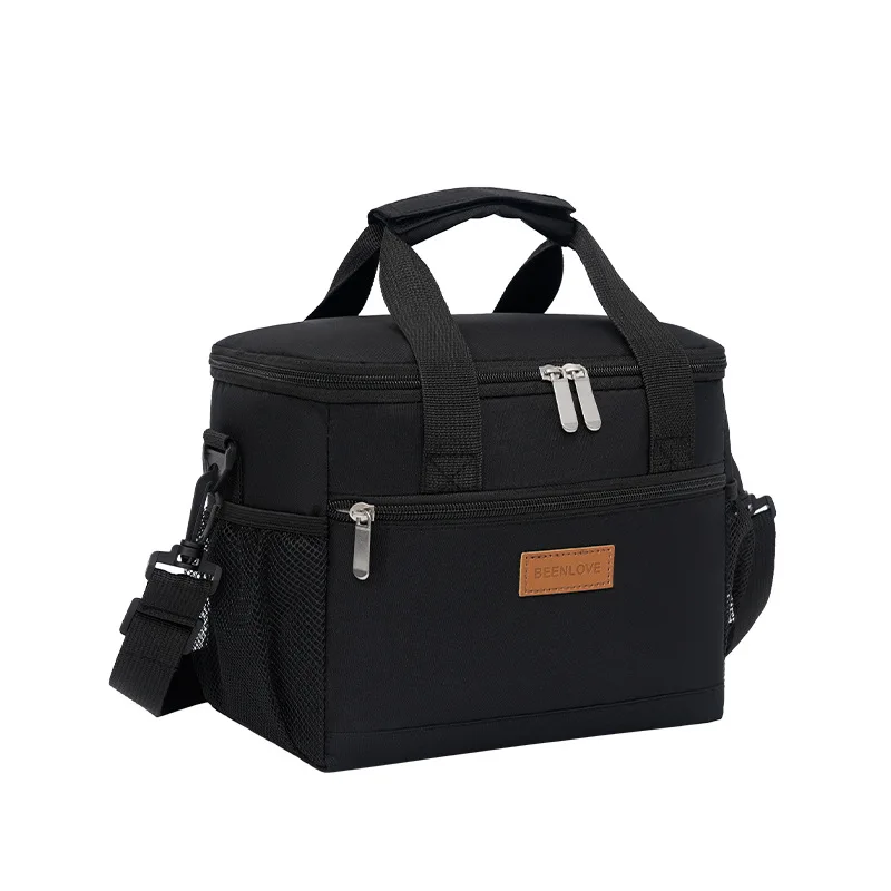 Spacious Dual-Compartment Insulated Lunch Tote with Portable Handle and Shoulder Strap