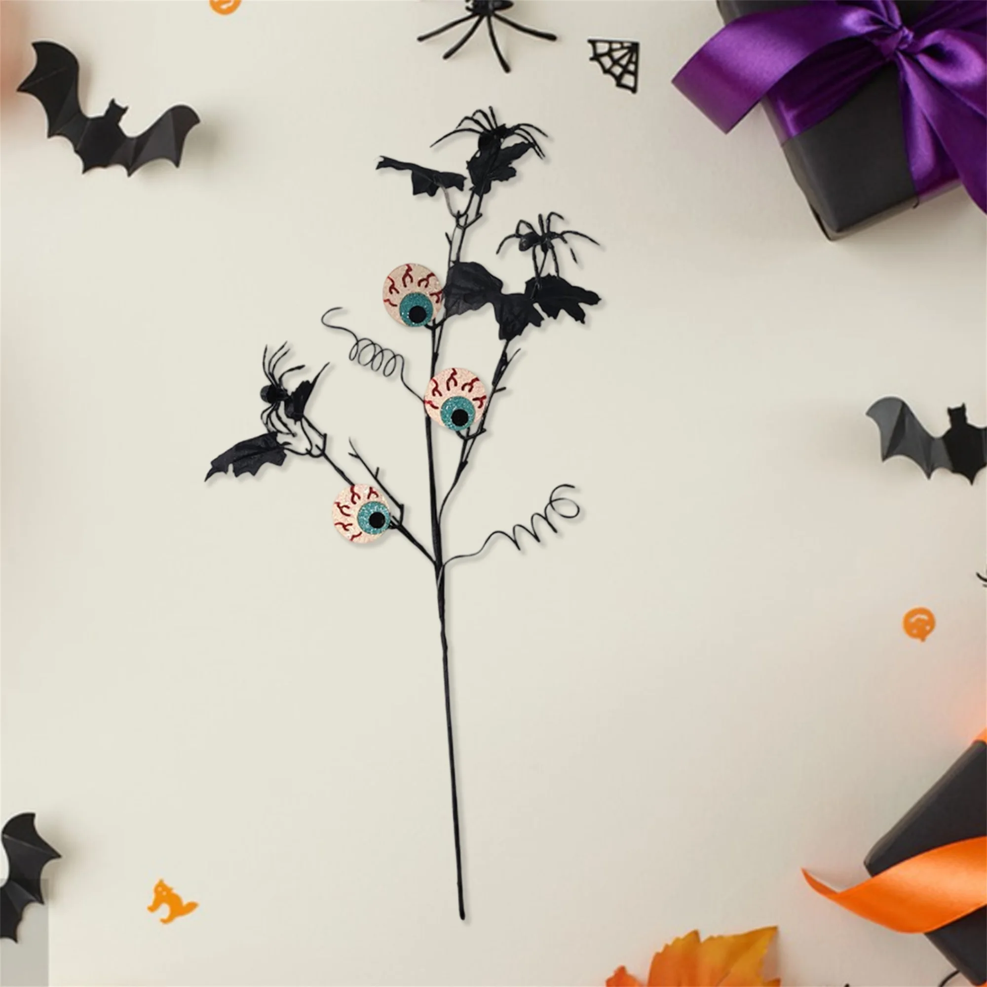 Gothic Halloween Black Rose Bouquet Artificial Flower Arrangement for Home Party Decor Table Centerpieces and Vase