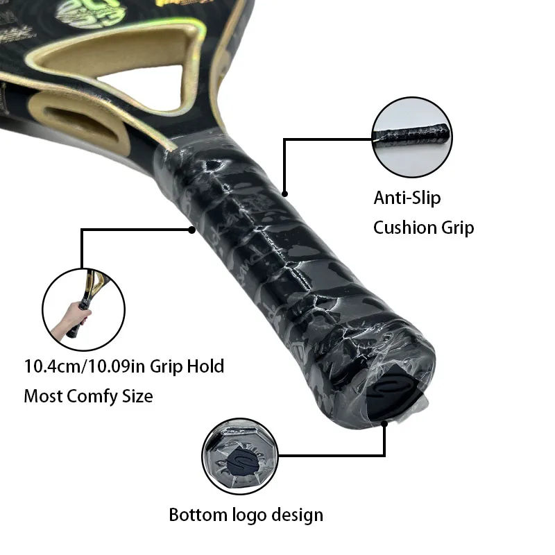 Quicksand Gold Club Beach Tennis Racket Black 12K Carbon Fiber Cool Laser Surface Design New Product For Adult Professional