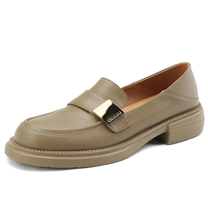 2023 Spring Women's Loafers PU Leather Shoes Square Toe Chunky Heel Shoes for Women Solid Low Heel Women Pumps Lace-up Shoes