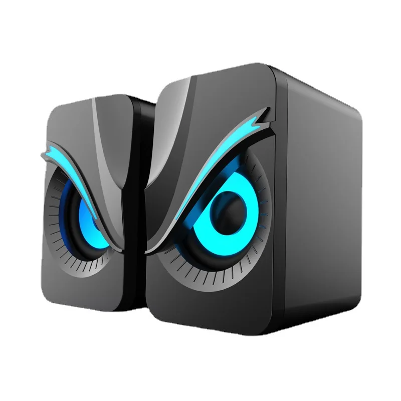 RGB 조명이 장착된 컴퓨터 스피커 미니 데스크탑 스피커 유선 볼륨 조절 PC 컴퓨터 노트북용 서브우퍼 스피커
