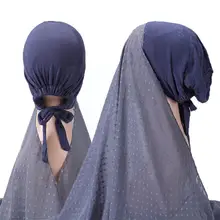 

Chiffon Hijab With Bonnet Elastic Bandage Headwrap Muslim Islam Hijab Headband Non-slip Shawl Long Breathable Turban Women D0w1