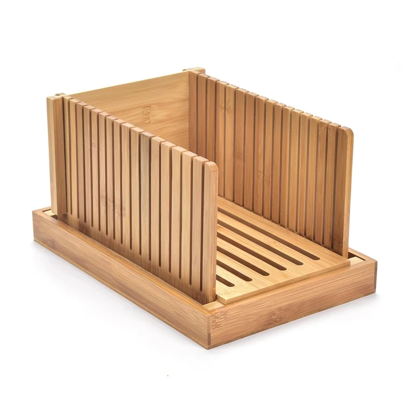 Bamboo Wood Bread Slicer For Homemade Bread Toast Cutting Board Adjustable Thickness Breadmaker For Loaf Cakes