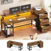 Office Desk with Drawers, Reversible Computer Desk with File Drawers, Gaming Desk with LED Lights, Home Office Desks 3