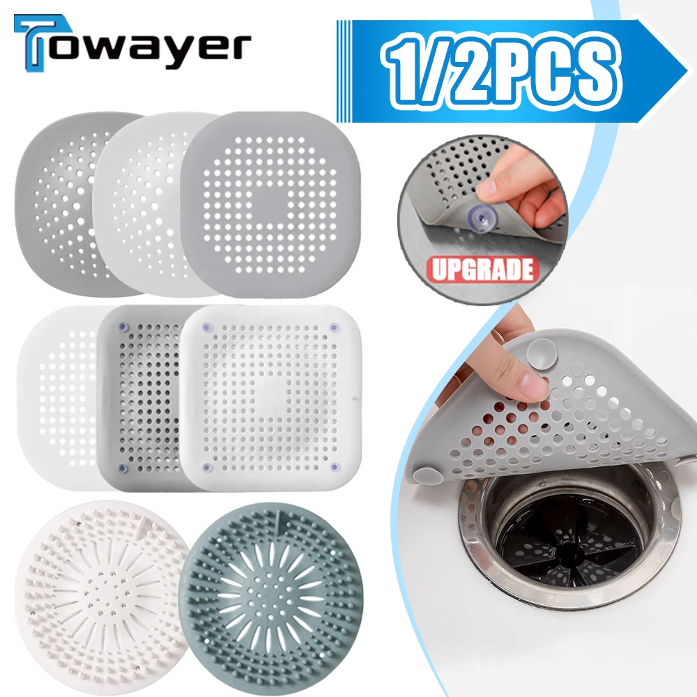 1/2pcs Hair Sink Filter Silicone Anti blocking Waste Collector Bathroom