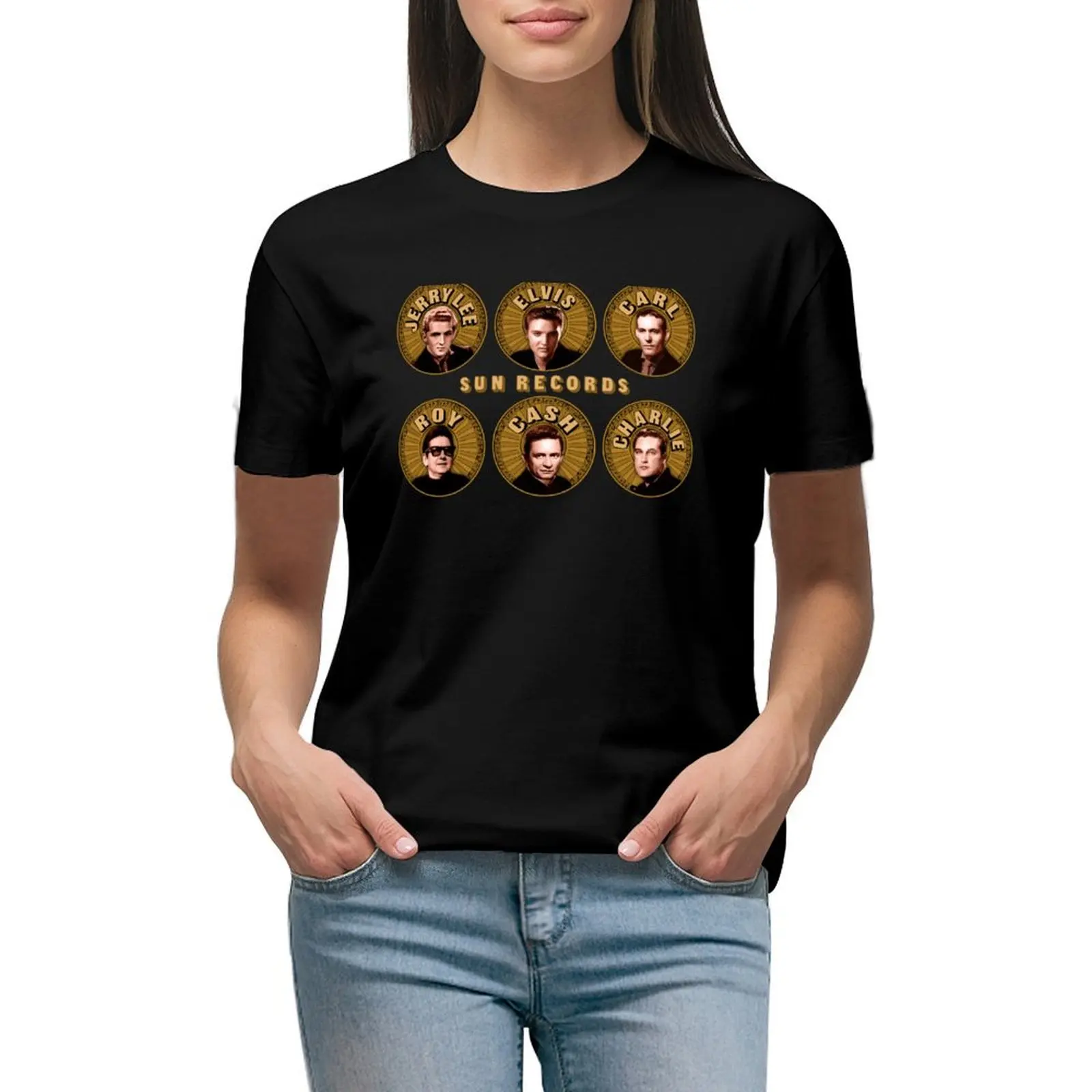 

Sun Records T-shirt hippie clothes funny female designer clothes Women luxury