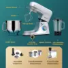 Electric Kitchen Mixer with Beater, Whisk, Dough Hook, Meat Grinder 4
