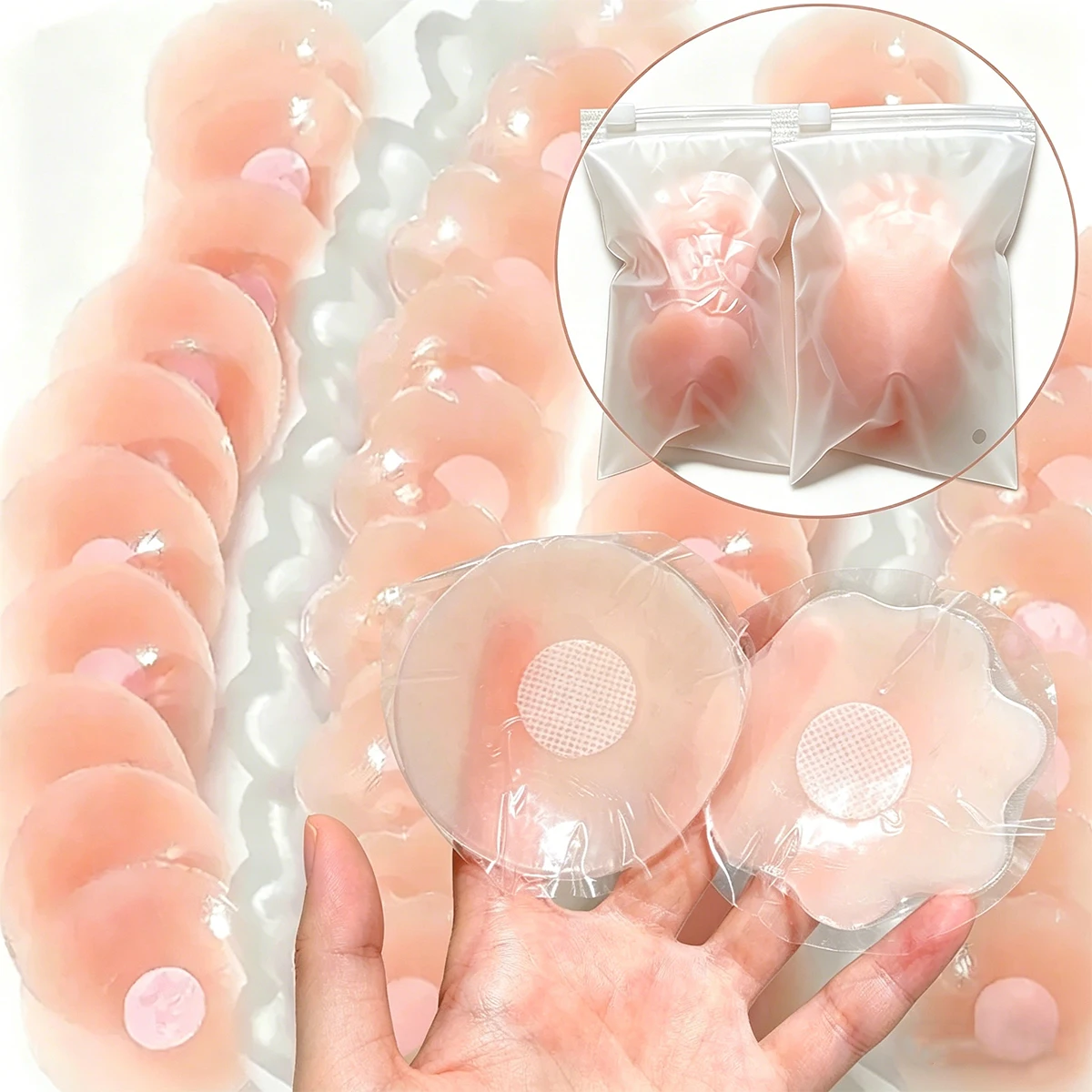 2~12Pcs Reusable Women Breast Petals Lift Nipple Cover Invisible Petal Adhesive Strapless Backless Stick on Bra Breast Stickers 1