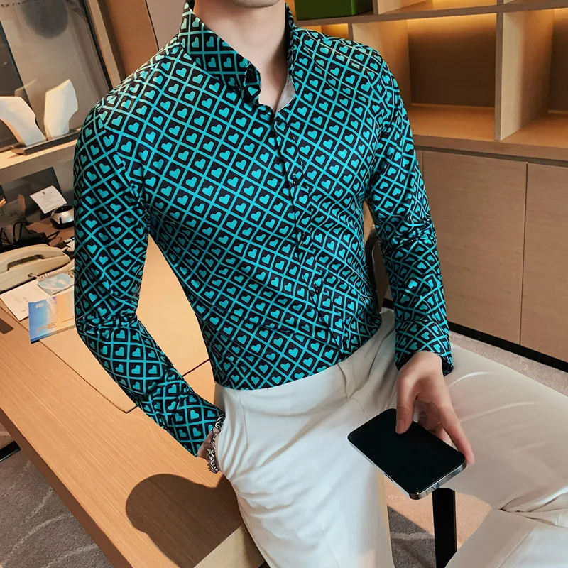 Camisas De Hombre Spring New Long Sleeve Printed Shirts For Men Clothing  2023 Business Slim Fit Casual Club/Prom Tuxedo Dress - AliExpress