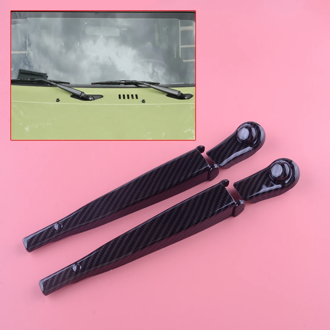 

1 Set Front Window Windshield Wiper Arm Trim Cover Decor Cap Carbon Fiber Style Black ABS Fit for Suzuki Jimny 2019 2020 2021