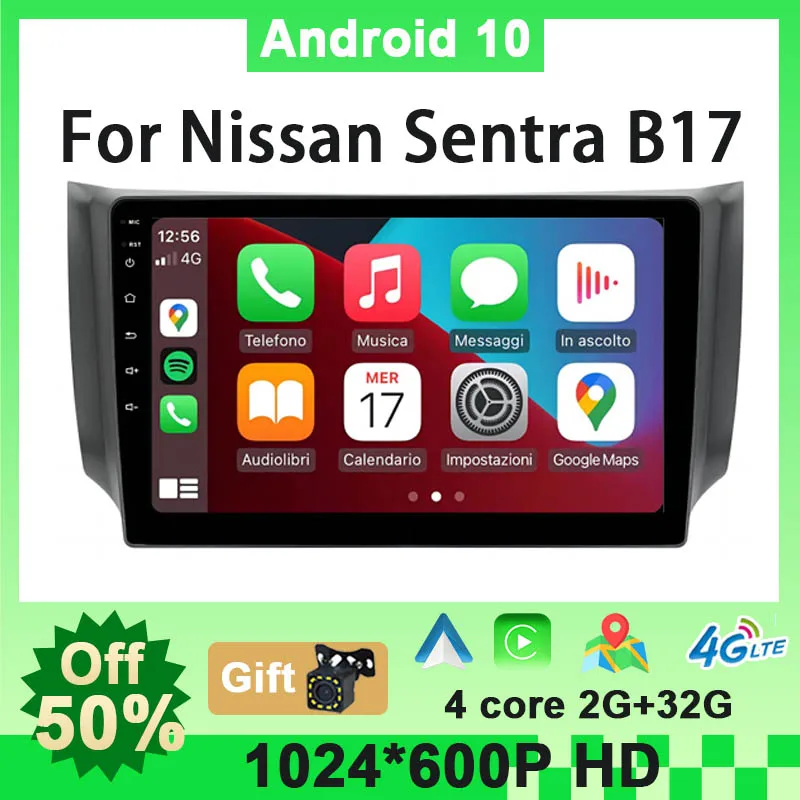 

New Style Android Carplay Auto for Nissan Sylphy B17 Sentra 12 2013 2014 2015 2016 2017 2018 2019 Car Radio Multimedia Player