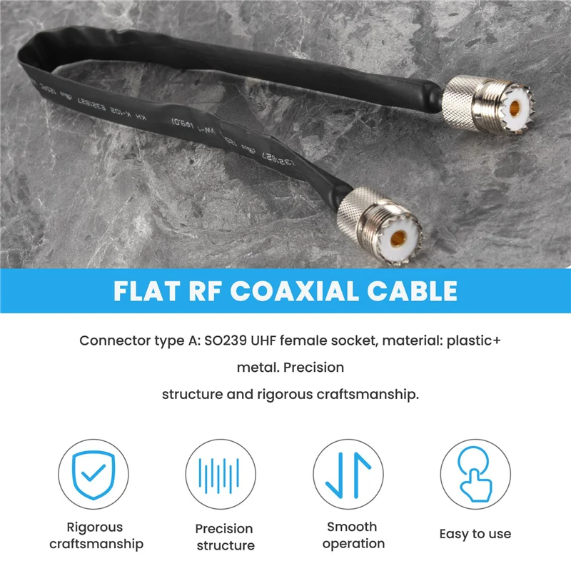 AA81-도어/창문 통과형 평면 RF 동축 케이블 SO239 UHF 암-암 50옴 RF 동축 피그테일 연장 케이블