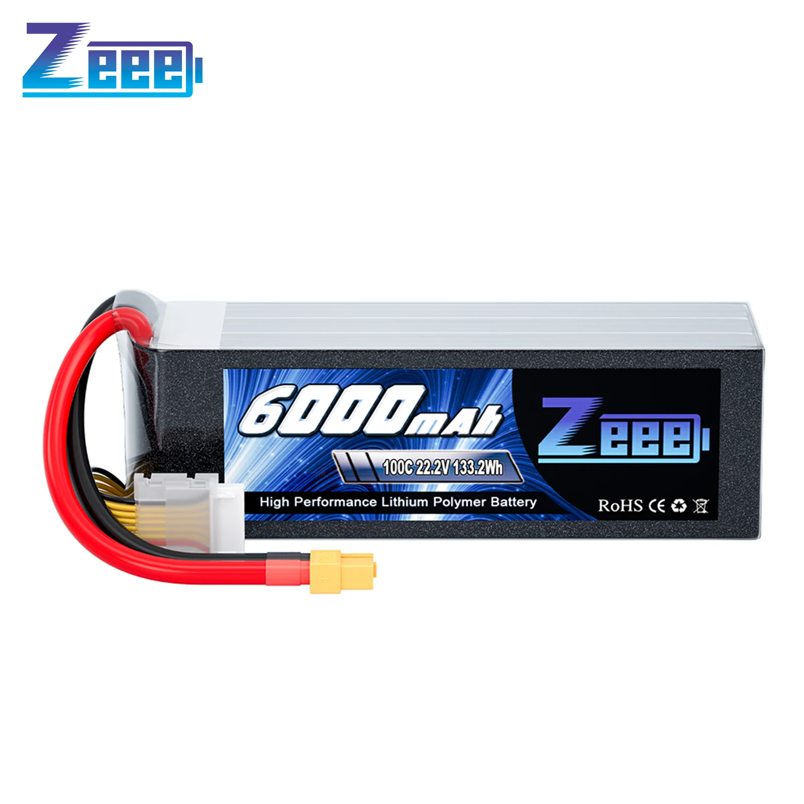 Zeee 6S Lipo Accu 22.2V 2200mAh - XT60 Connector Voor RC Auto's & Drones (2 Pack)