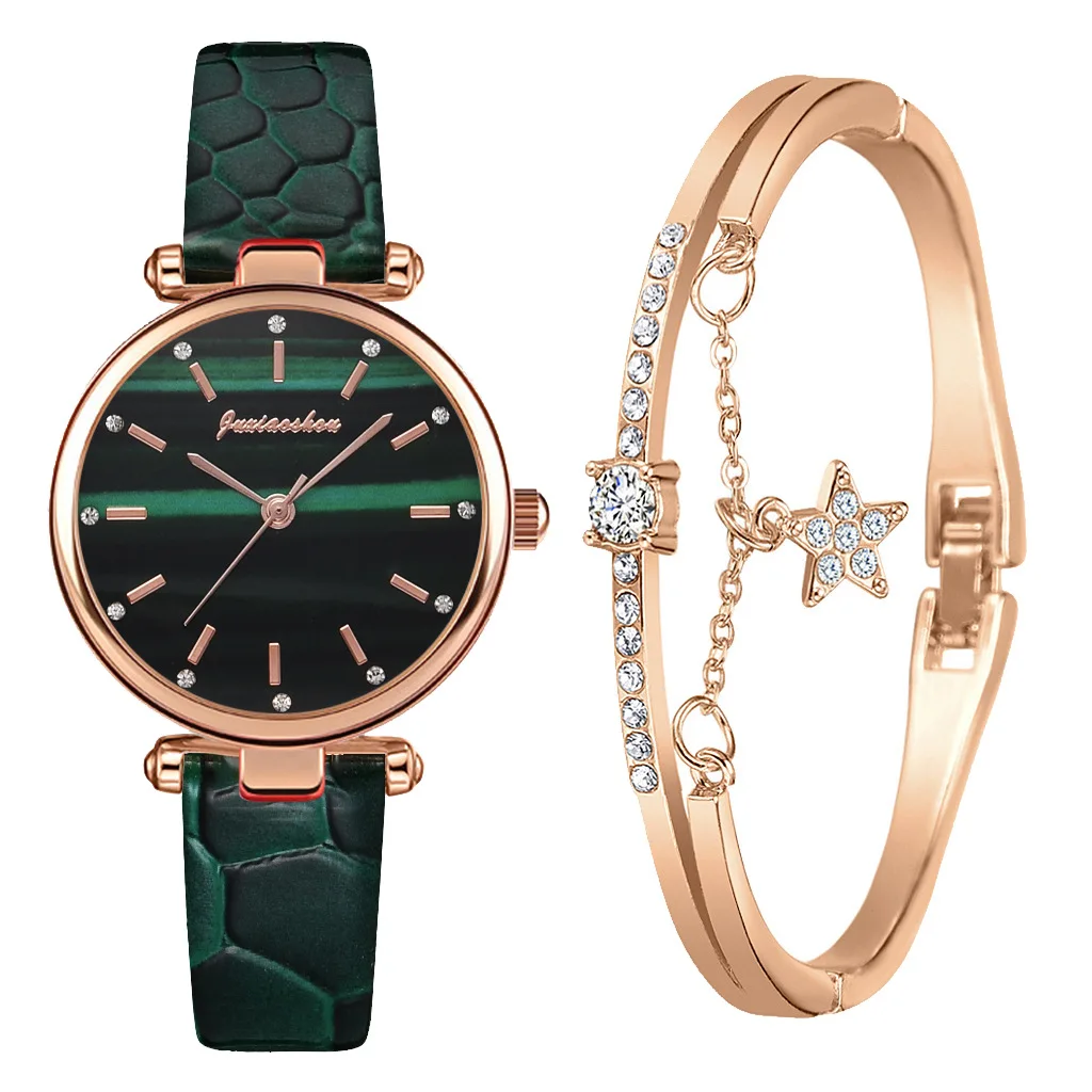 

New Relogio Feminino Imitation Crocodile Leather Pu Strap Ladies Watch Simple Literary Ladies Quartz Watch Star Reloj De Señoras