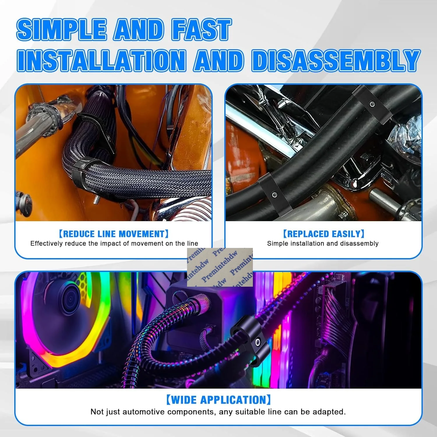 10Pcs Aluminum Alloy Hose Separator Clamp For Fuel Oil Brake Water Pipe Gas Line Organizer