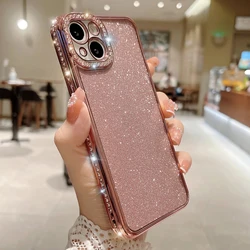 Luxury Bling Glitter Diamond Rhinestone Bumper Case with Sequin Cover - iPhone 13 Pro Max (Pink)