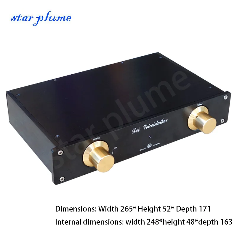 MBL All Aluminum Power Amplifier Case Preamplifier Case Mini Power Amplifier Chassis (265*52*171mm) Amp Chassis Shell DIY Box