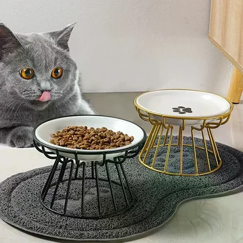 Ciotola rialzata in ceramica per cibo, acqua e snack per gatti e cani, supporto per ciotola, accessori per l'alimentazione e l'abbeveraggio all'aperto.