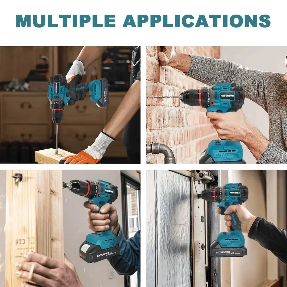 2-Speed Cordless Electric Drill Brushless Handheld 20+1 Torque Rechargeable Drills Electric Power Tools For Makita 18v Battery 4