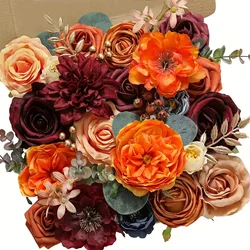 Vibrant Orange Rose Artificial Flower Set for Elegant DIY & Decorative Arrangements (Orange)