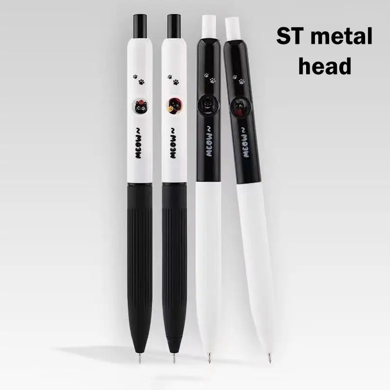 4/12/20Pcs 0.5mm 빠른 건조 검정 잉크-부드러운 필기 수납식 펜 카와이 고양이 발 펜 학교 저널링 생일 선물