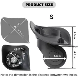 Set of 2 Silent Spinner Luggage Wheels - Replacement Trolley Accessories (Black S)