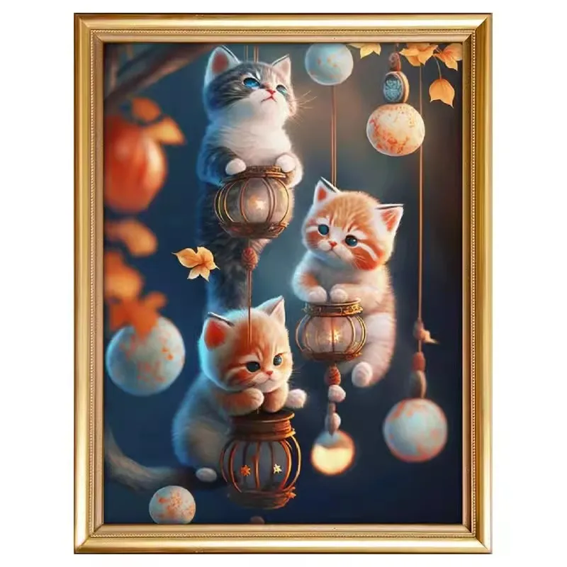 

Вышивка 11CT с кошачьими принтами, Набор для вышивки крестиком «сделай сам» в гостиную, полностью хлопковые нитки