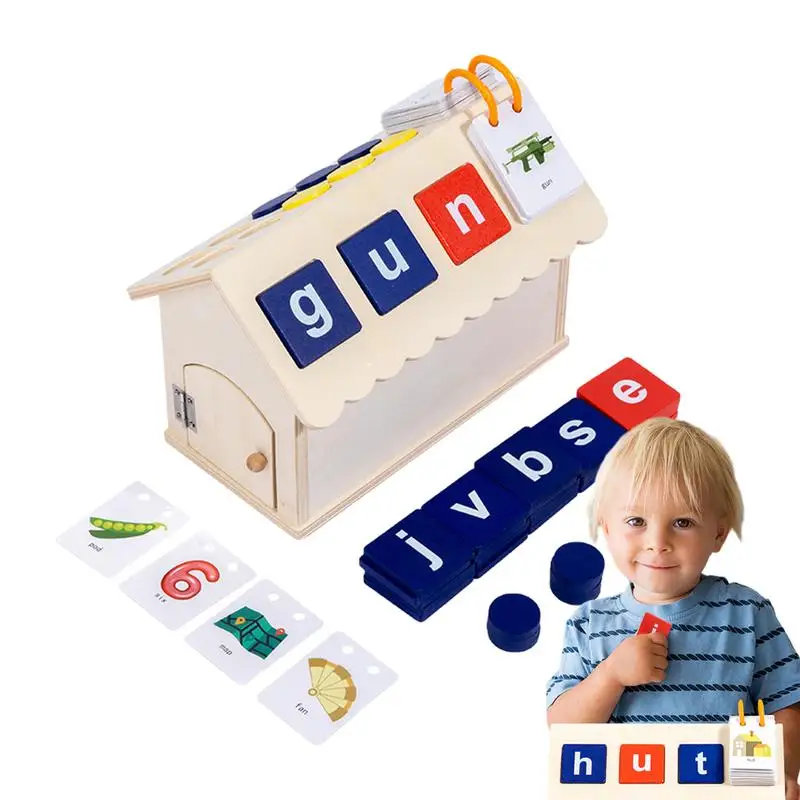 

Alphabet Spelling Game Preschool Alphabet Toy CVC Word Game Spelling Learning Toy WoodenEarly Education Cabin Preschool Learning