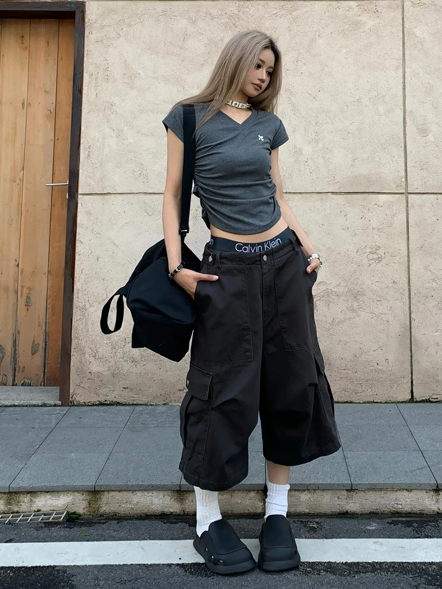 REDDACHiC Adjustable Low Waist Baggy Jorts Women Men Solid Big