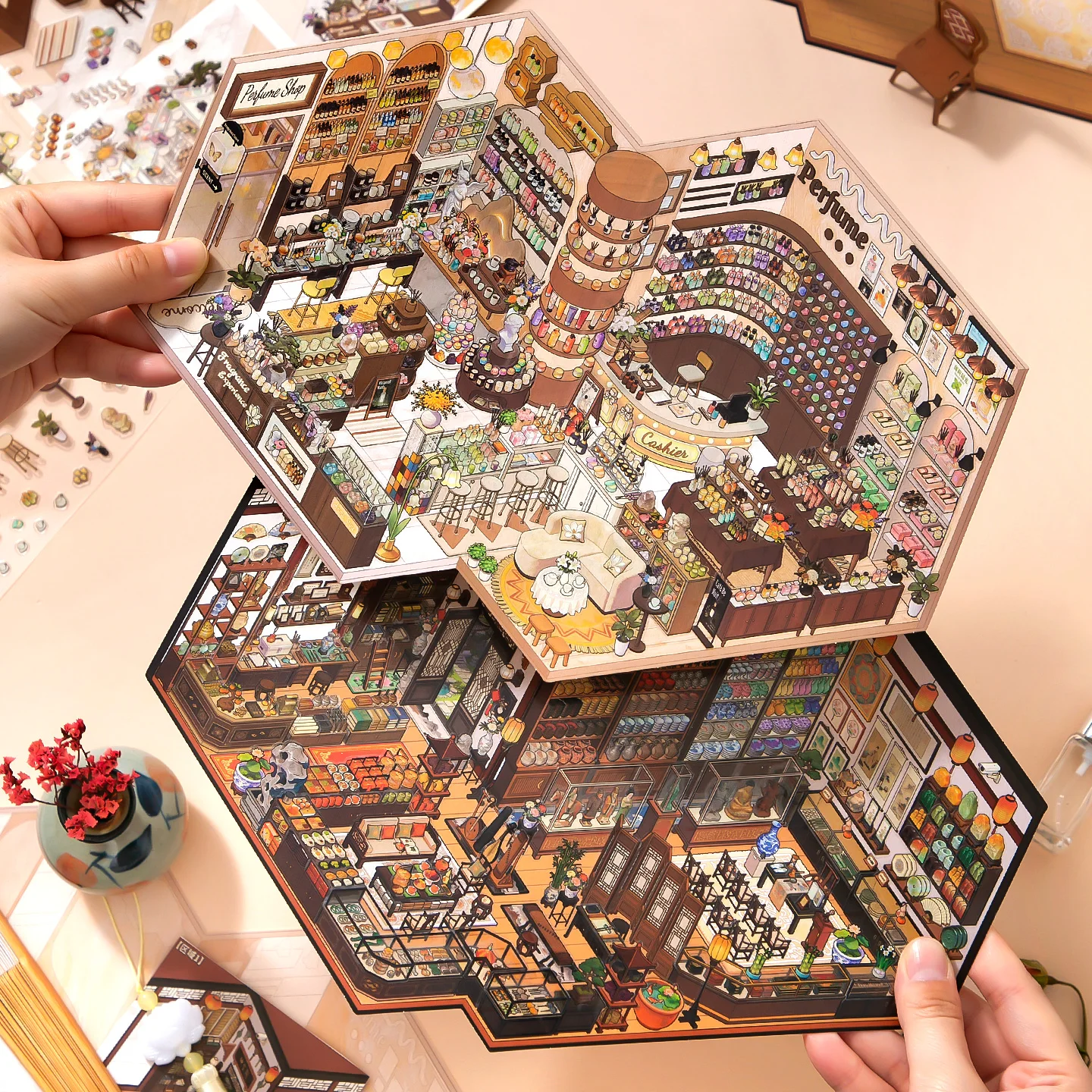 3D 입체 매장 스토리지 풍경 4.0 풍경 스티커, DIY 스크랩북, 수제 예술 작품, 축제 선물