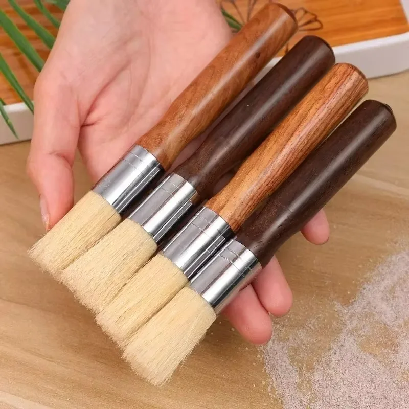 Espresso Machine Natural Bristle Cleaning Brush with Wooden Handle