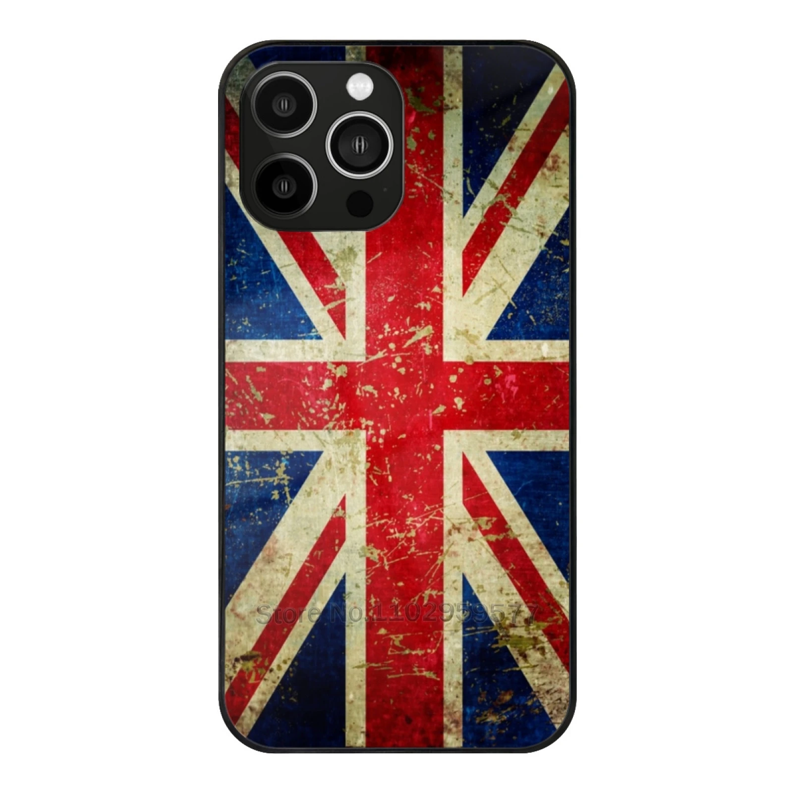 

Grunge Union Jack-Scratched Metal Effect Phone Case Tempered Glass For Iphone 15 14 13 11 12 Pro 8 7 Plus X Xr Xs Covers