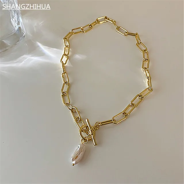 Europe and the United States popular light luxury baroque wind natural pearl necklace, stylish women's necklace temperament G