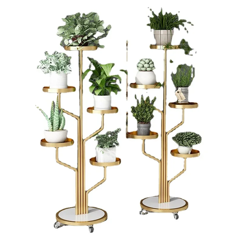 

Flower rack Living room Floor type storage rack Balcony Simple modern flower pot rack Iron art green pineapple
