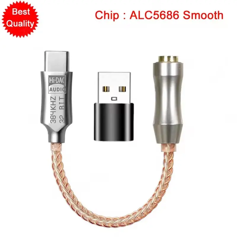 Premium USB-C to 3.5mm HiFi Audio Adapter with 32-bit 384kHz DAC and Headphone Amplifier