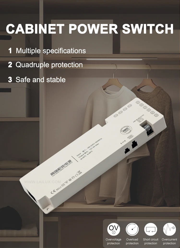 Description Picture 2 of itemDC12V Led Driver for LED under Cabinet Wardrobe Closet Light Switch good quality 36W 60W 100W Power Supply