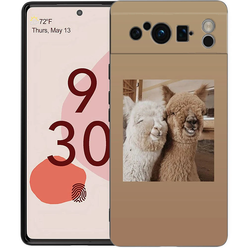 Adorable Kawaii Alpaca Silicone Shockproof Phone Case - Black Cover