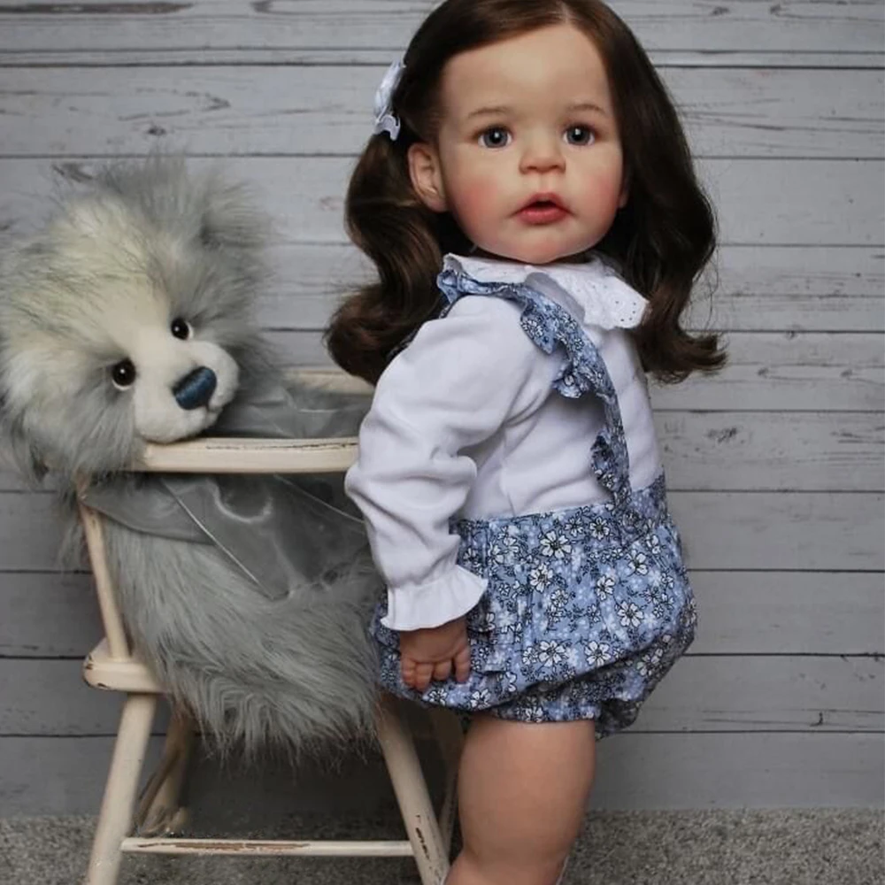 

60 CM 3D Paint Skin Cloth Body Silicone Reborn Baby Doll Toddler Sandie Girl Blood Vessels Bebe Lifelike Art Hand Made