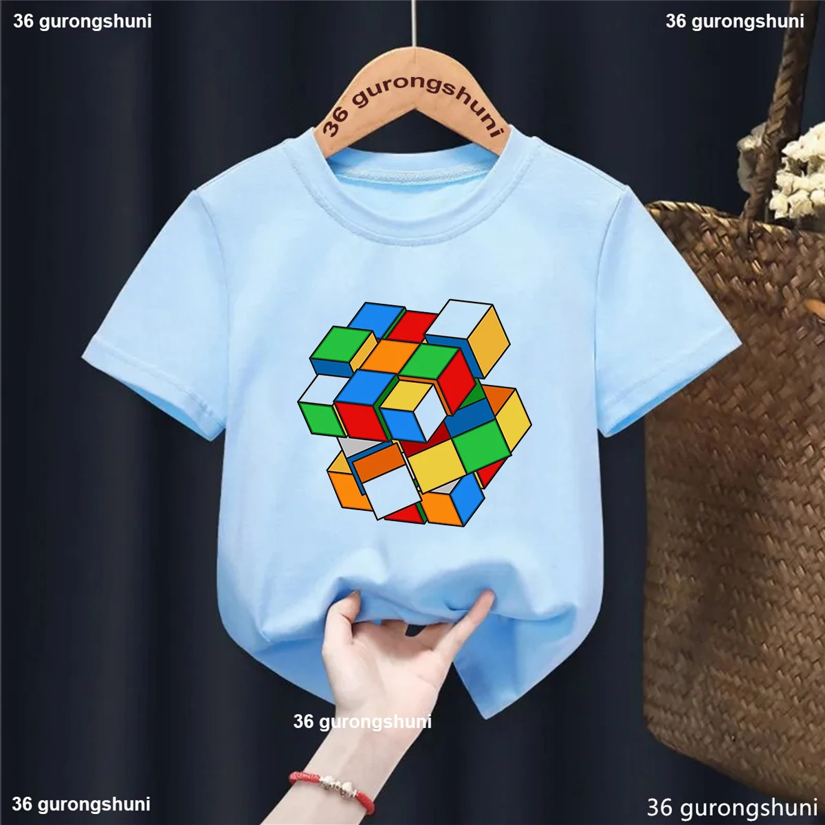 T-Shirt For Boys  Funny Magic Block Graphic Print Kids Tshirt Summer Casual Boy Clothes Cute Toddler T Shirt Birthday Gift Tops - 4