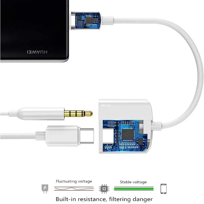 USB C to 3.5mm Headphone and Charger Adapter 2 in 1 Type C to Audio Jack PD Charging Dongle for Samsung Xiaomi Huawei usb port adaptor,usb hub converter,cable converter,type c otg adapter