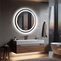 LUVODI Round Illuminate Bathroom Mirror Circle Washroom Toliet Wash Basin Fogless Vanity Mirror Waterproof