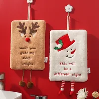 New Christmas Hand Towel Can Be Hung with Thick Coral Fleece Towel Kitchen Absorbent Quick Drying Cloth, Cartoon Hand Towel 1
