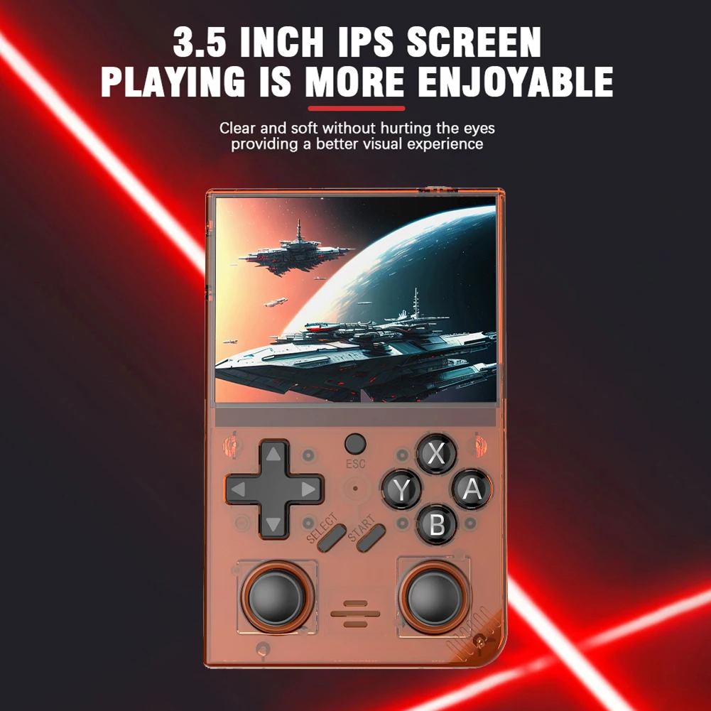 R35 Plus 레트로 비디오 게임 콘솔, 리눅스 시스템, 3.5 인치 IPS 스크린, 휴대용 포켓 비디오 플레이어, 10000 개 이상의 게임, 남아 및 여아용 선물