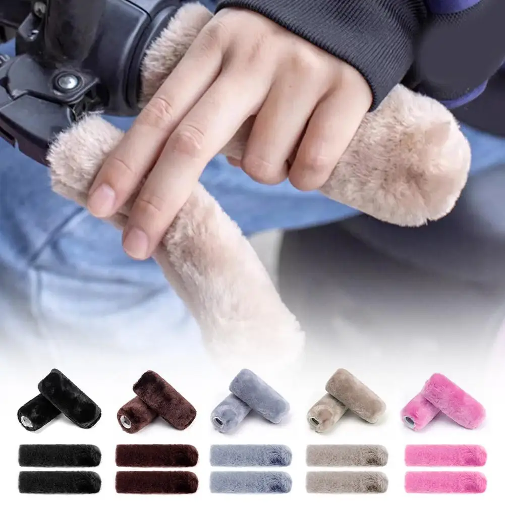 

Plush Bicycle Handle Cover Motorcycles Winter Warm Universal Comfortable Gloves Plush Covers Covers Electric Soft Bike Hand V6K2