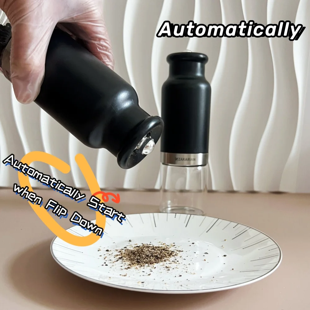 Gravity sense Automatic Electric Peper Mill Big Container Spice Grinder Ceramic Core Battery Power